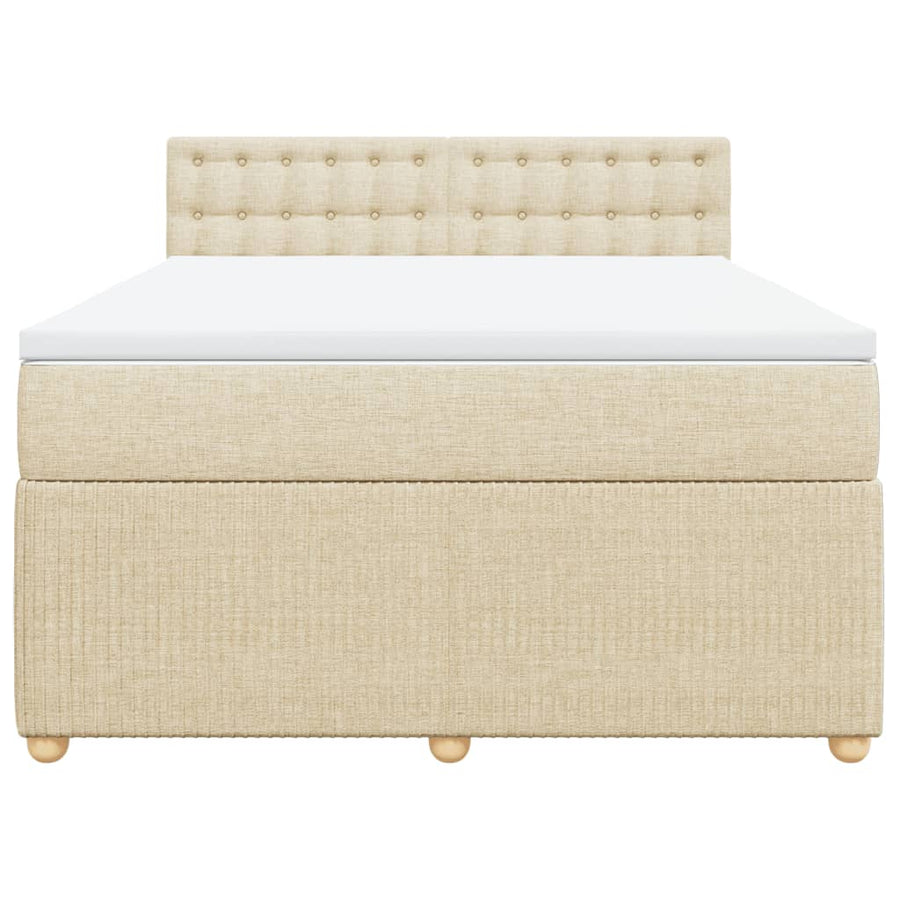 Boxspring met matras stof crèmekleurig 140x190 cm