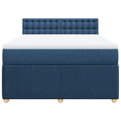 Boxspring met matras stof blauw 140x190 cm