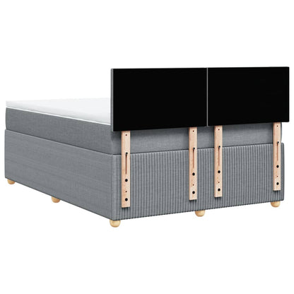 Boxspring met matras stof lichtgrijs 140x200 cm