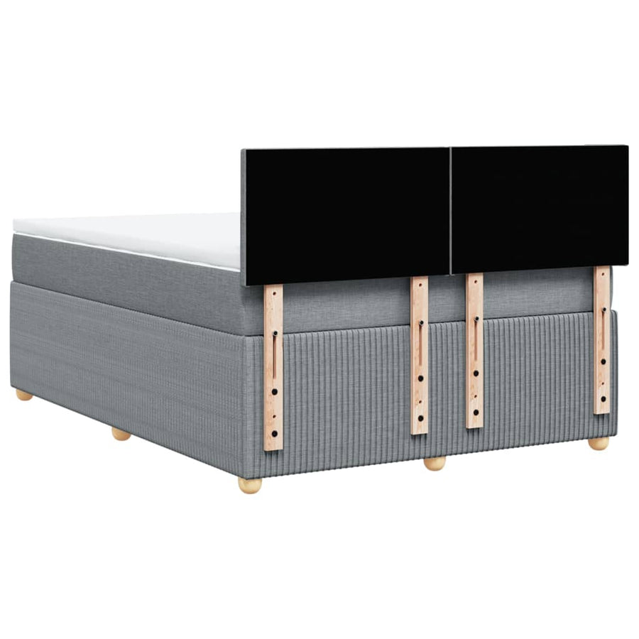 Boxspring met matras stof lichtgrijs 140x200 cm
