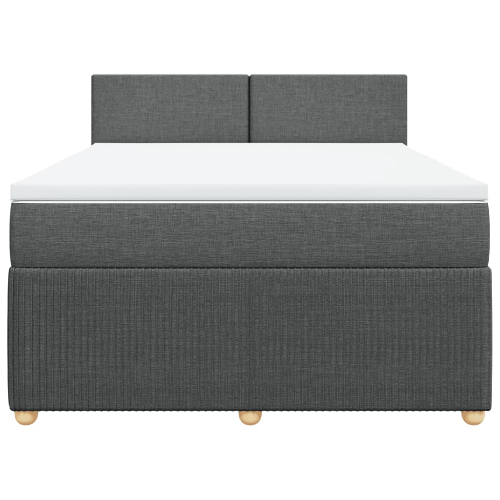 Boxspring met matras stof donkergrijs 140x200 cm