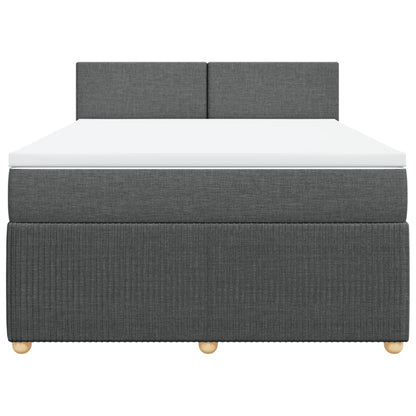 Boxspring met matras stof donkergrijs 140x200 cm