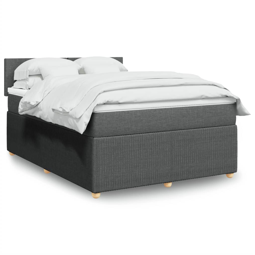 Boxspring met matras stof donkergrijs 140x200 cm