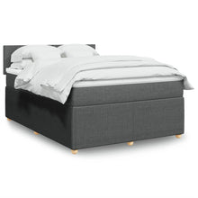 Boxspring met matras stof donkergrijs 140x200 cm