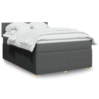 Boxspring met matras stof donkergrijs 140x200 cm