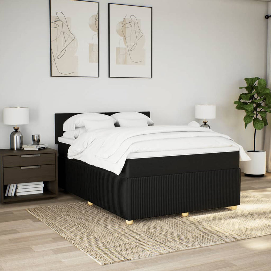 Boxspring met matras stof zwart 140x200 cm