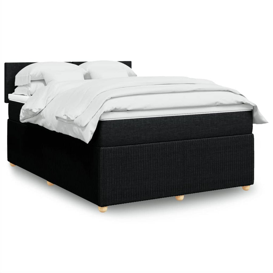 Boxspring met matras stof zwart 140x200 cm