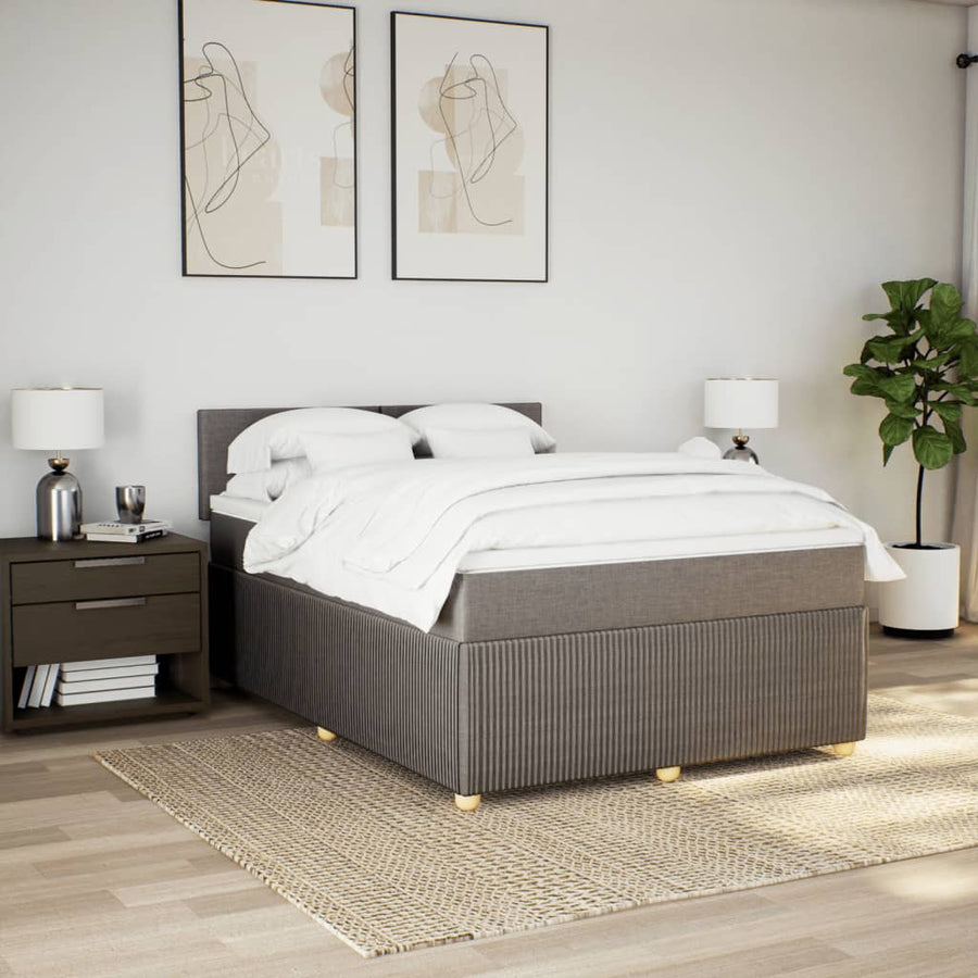 Boxspring met matras stof taupe 140x200 cm