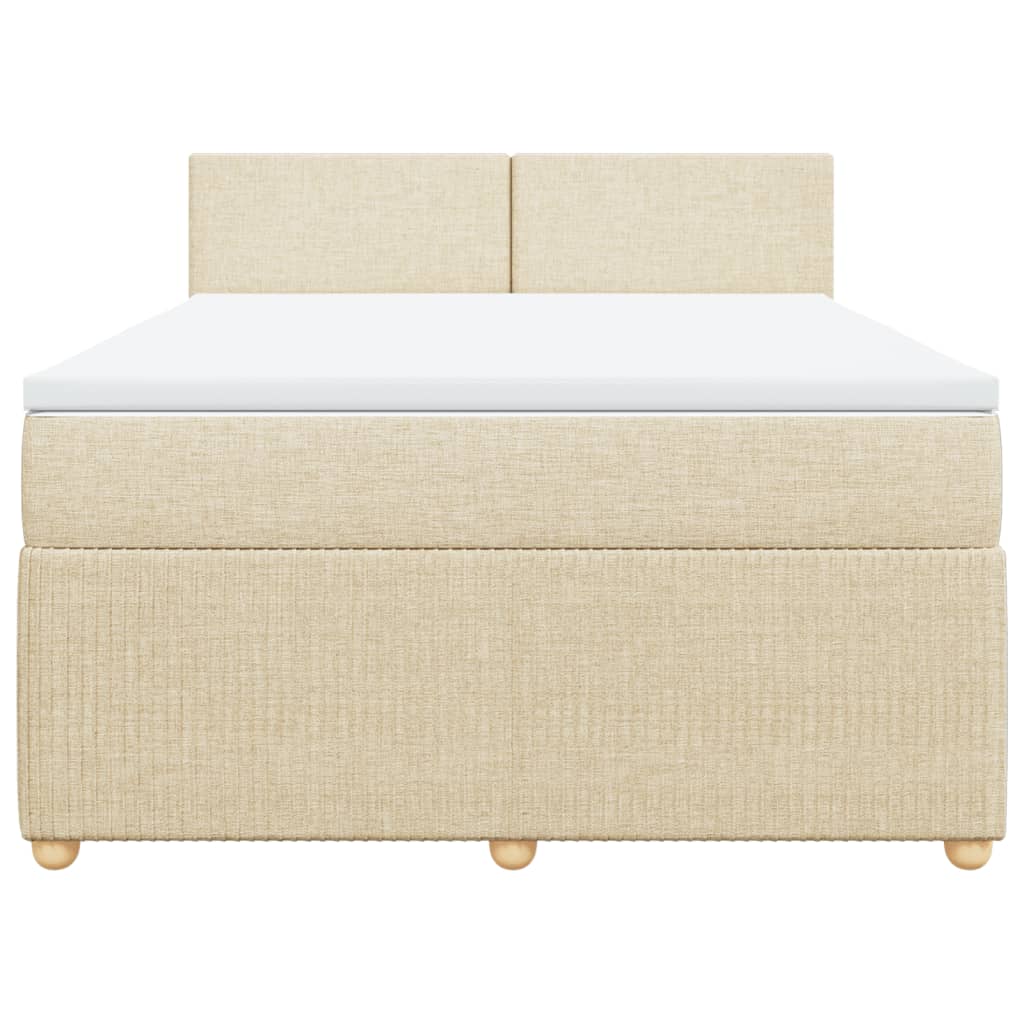 Boxspring met matras stof crèmekleurig 140x200 cm