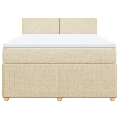 Boxspring met matras stof crèmekleurig 140x200 cm