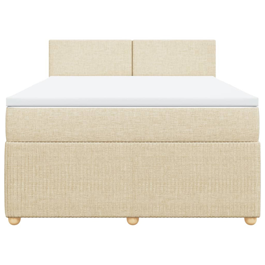 Boxspring met matras stof crèmekleurig 140x200 cm