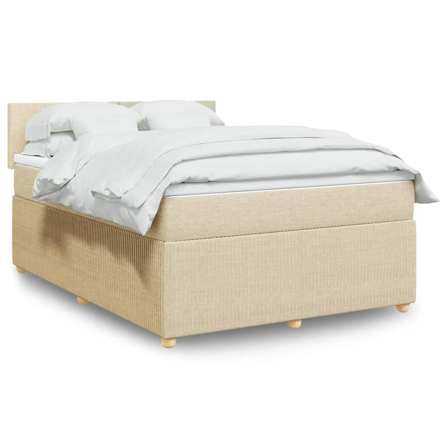 Boxspring met matras stof crèmekleurig 140x200 cm