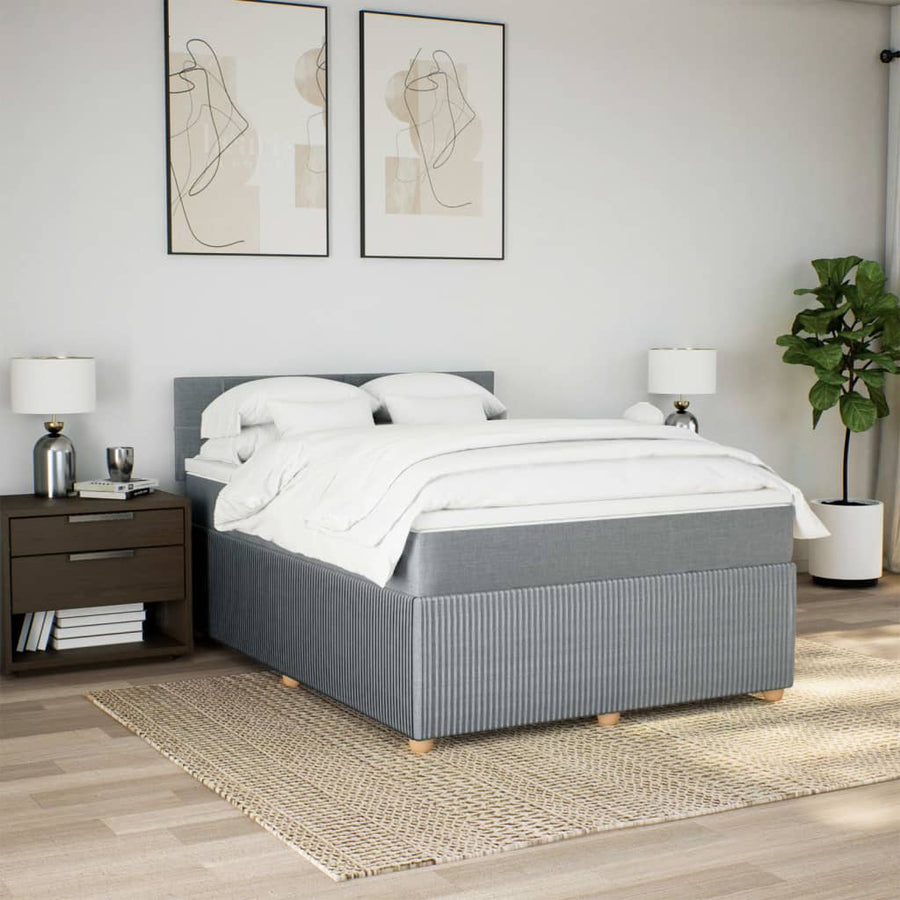 Boxspring met matras stof lichtgrijs 140x200 cm