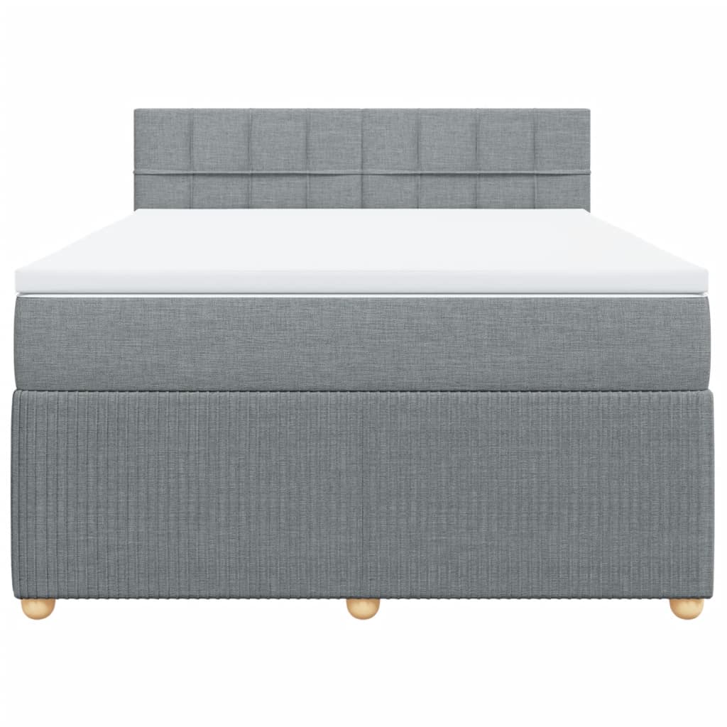 Boxspring met matras stof lichtgrijs 140x200 cm