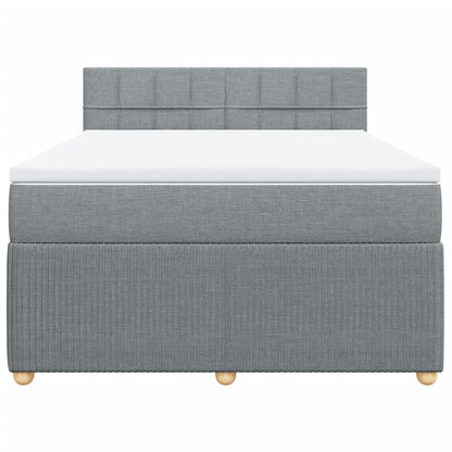 Boxspring met matras stof lichtgrijs 140x200 cm