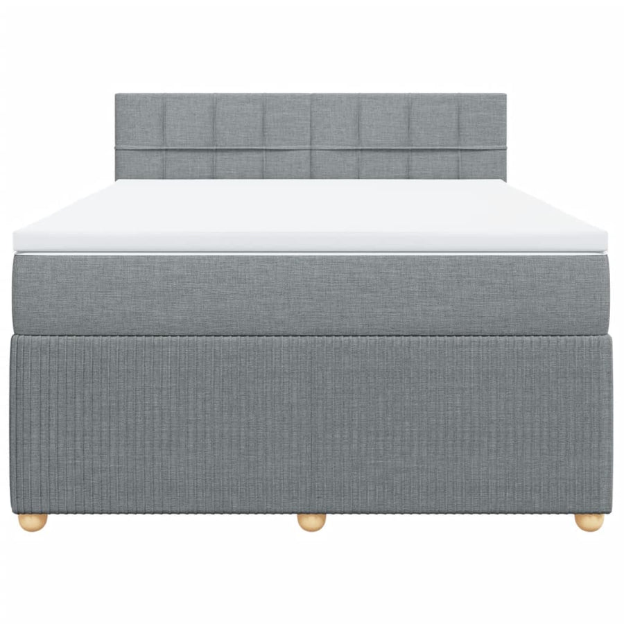 Boxspring met matras stof lichtgrijs 140x200 cm