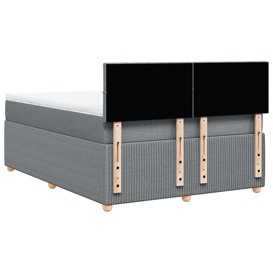 Boxspring met matras stof lichtgrijs 140x200 cm