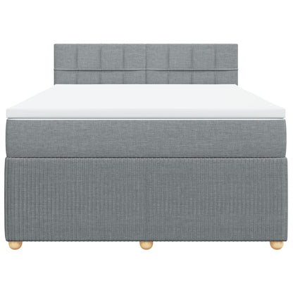 Boxspring met matras stof lichtgrijs 140x200 cm