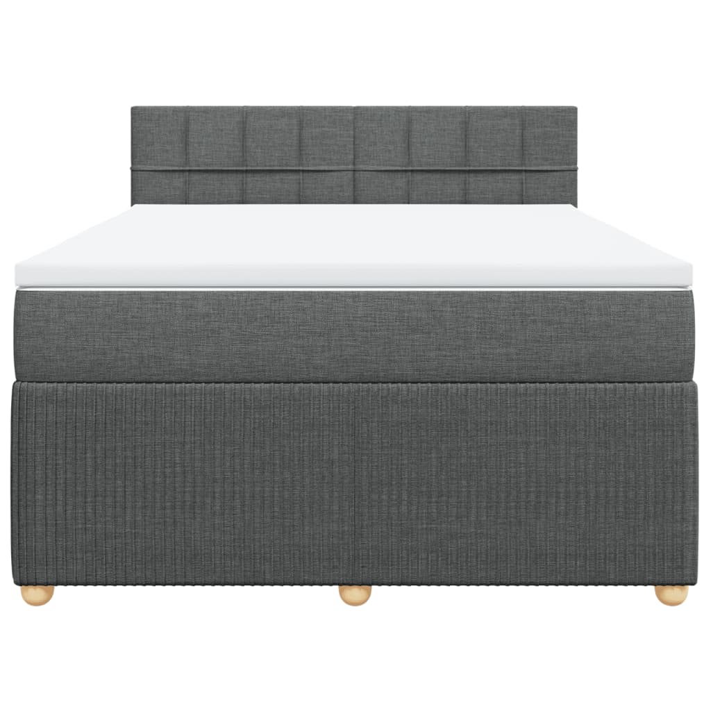 Boxspring met matras stof donkergrijs 140x200 cm