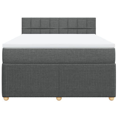 Boxspring met matras stof donkergrijs 140x200 cm