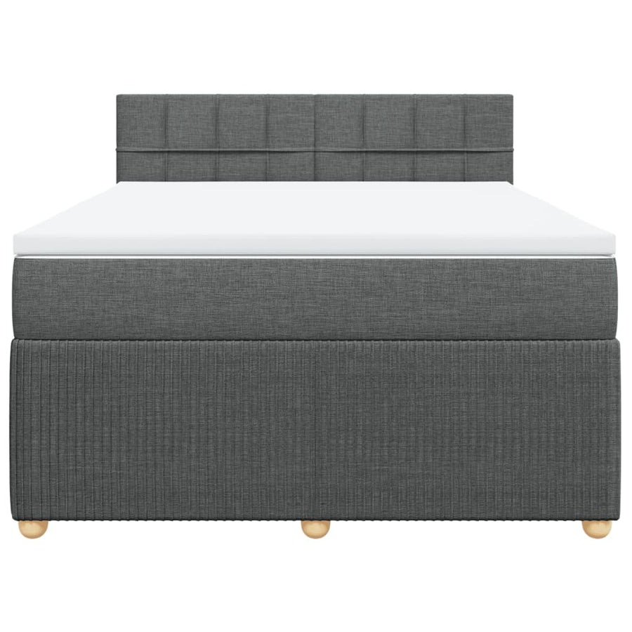 Boxspring met matras stof donkergrijs 140x200 cm