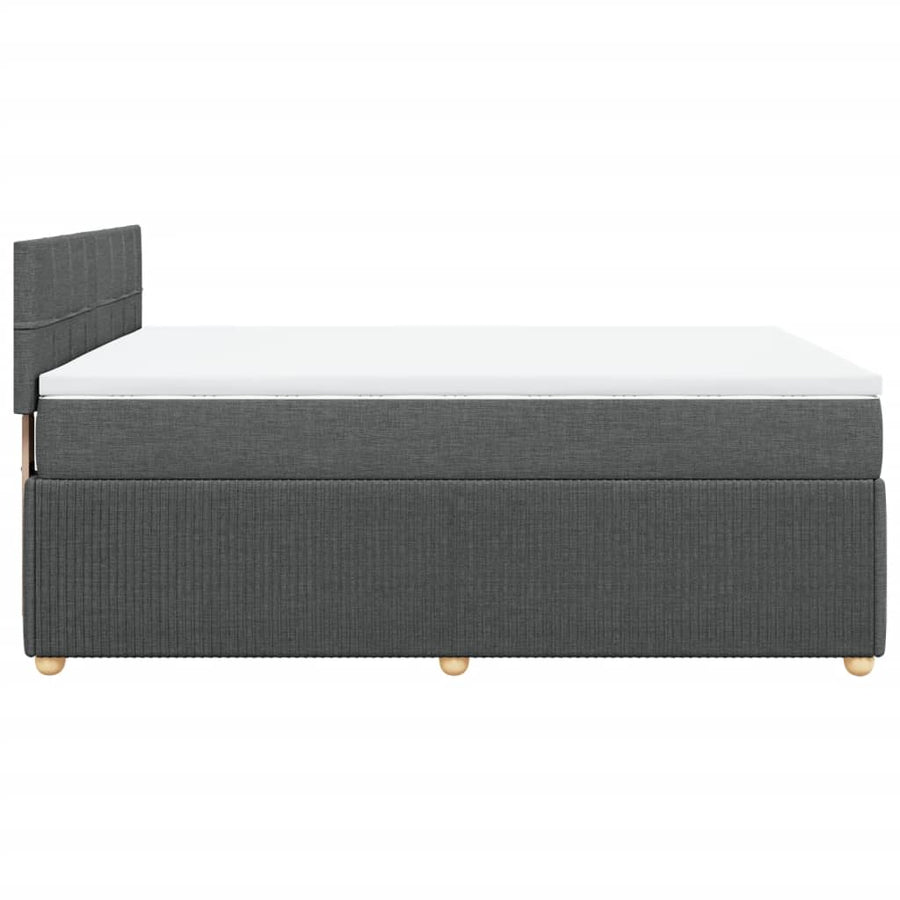 Boxspring met matras stof donkergrijs 140x200 cm