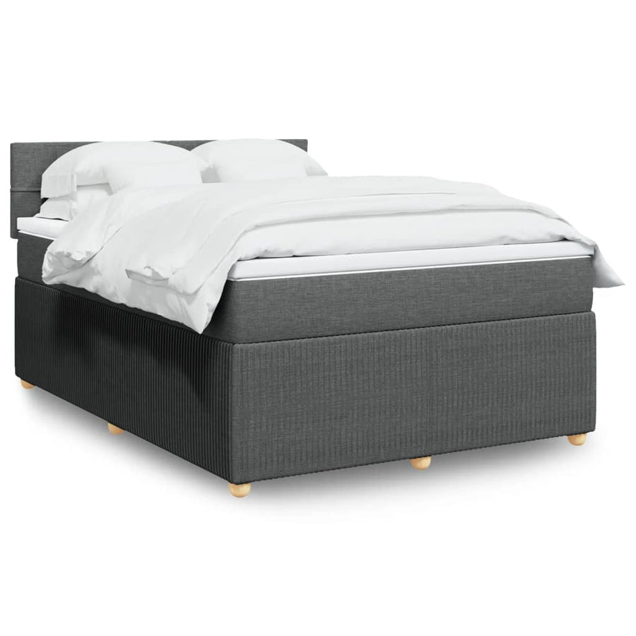 Boxspring met matras stof donkergrijs 140x200 cm