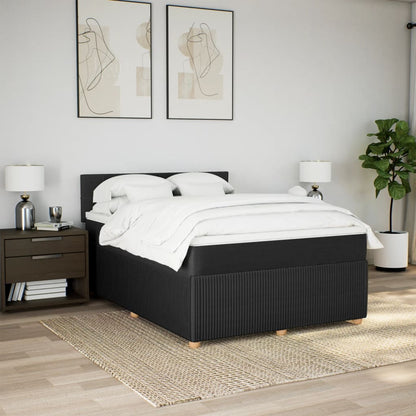 Boxspring met matras stof zwart 140x200 cm