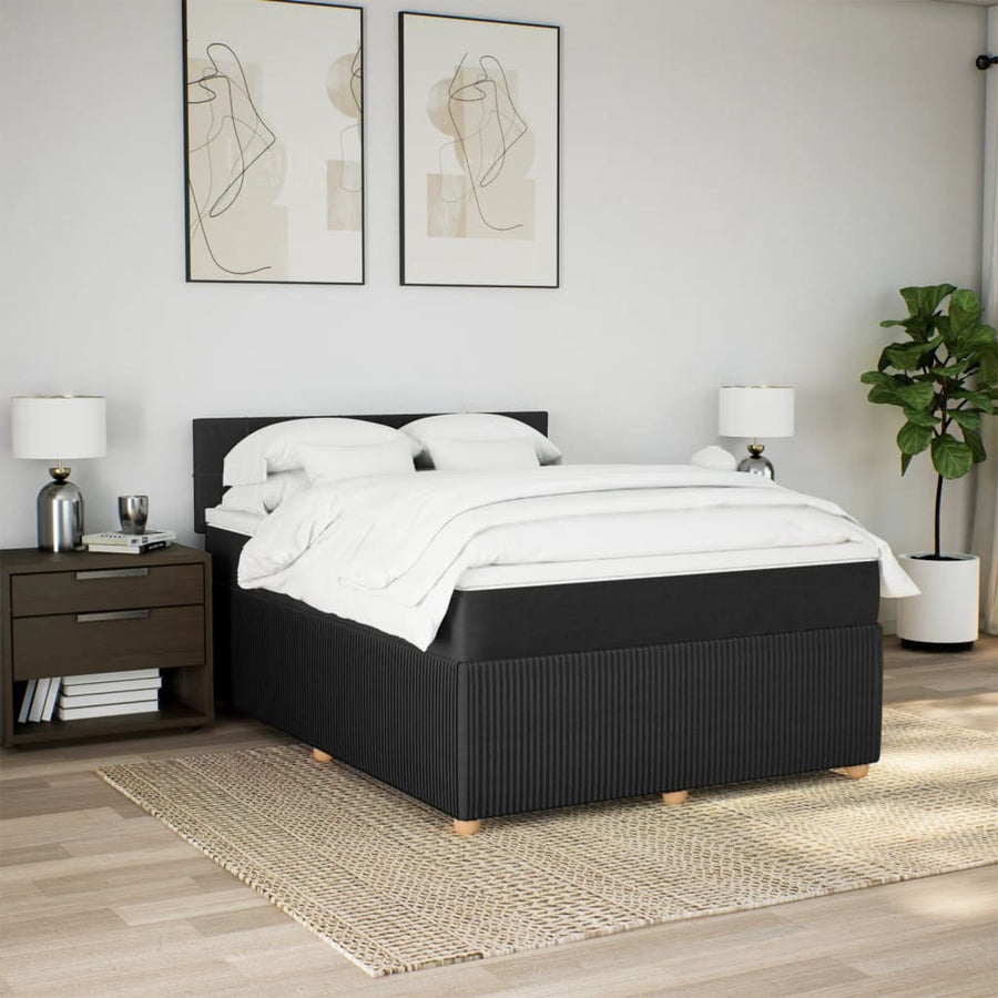 Boxspring met matras stof zwart 140x200 cm