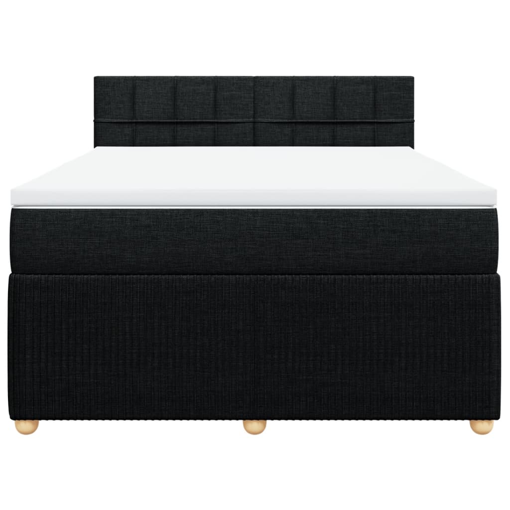 Boxspring met matras stof zwart 140x200 cm