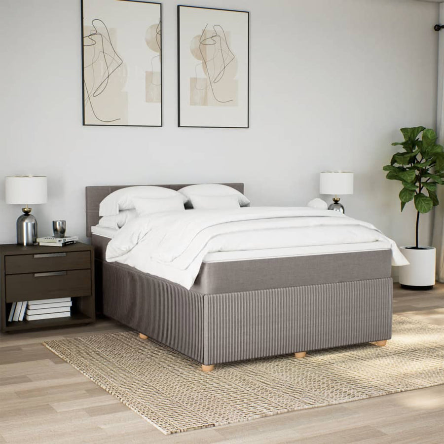Boxspring met matras stof taupe 140x200 cm