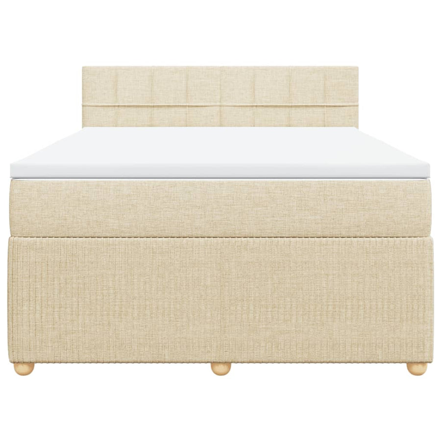 Boxspring met matras stof crèmekleurig 140x200 cm