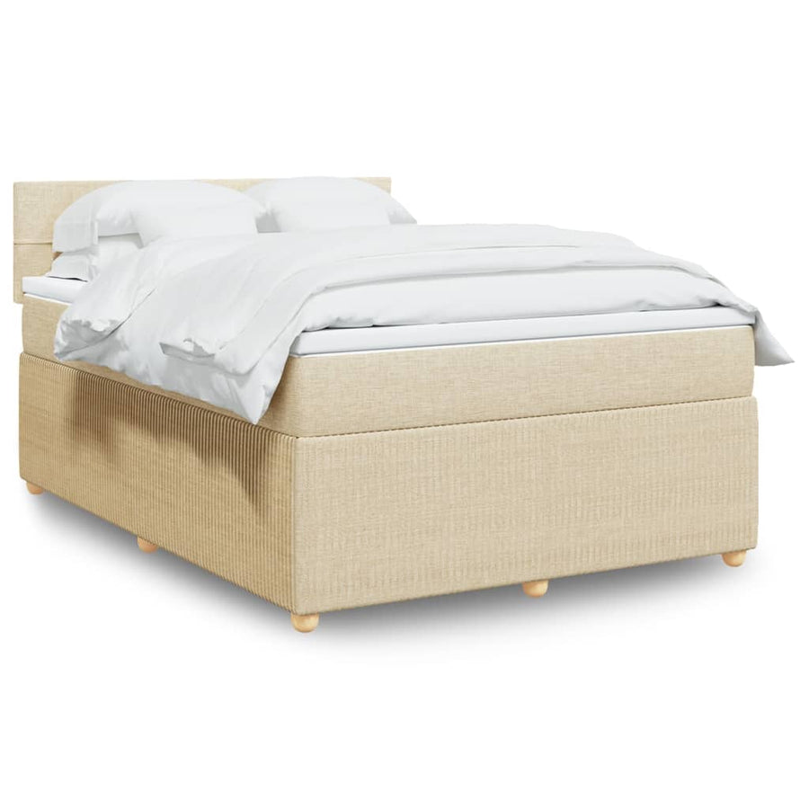 Boxspring met matras stof crèmekleurig 140x200 cm