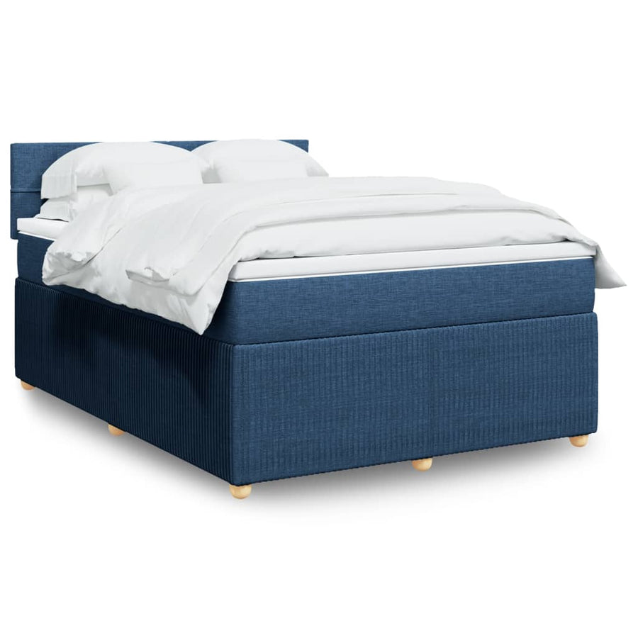 Boxspring met matras stof blauw 140x200 cm
