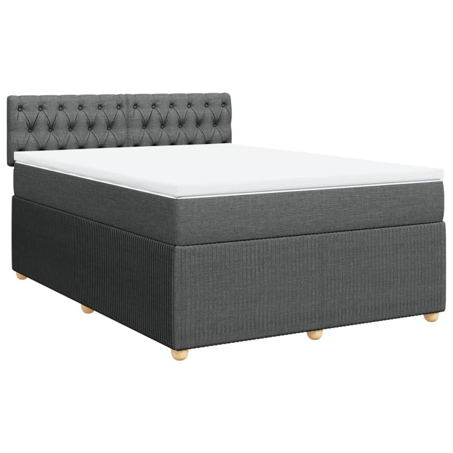 Boxspring met matras stof donkergrijs 140x200 cm