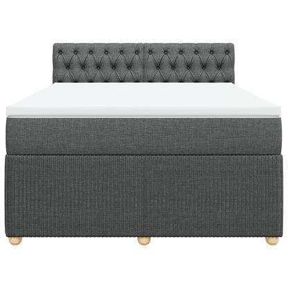 Boxspring met matras stof donkergrijs 140x200 cm