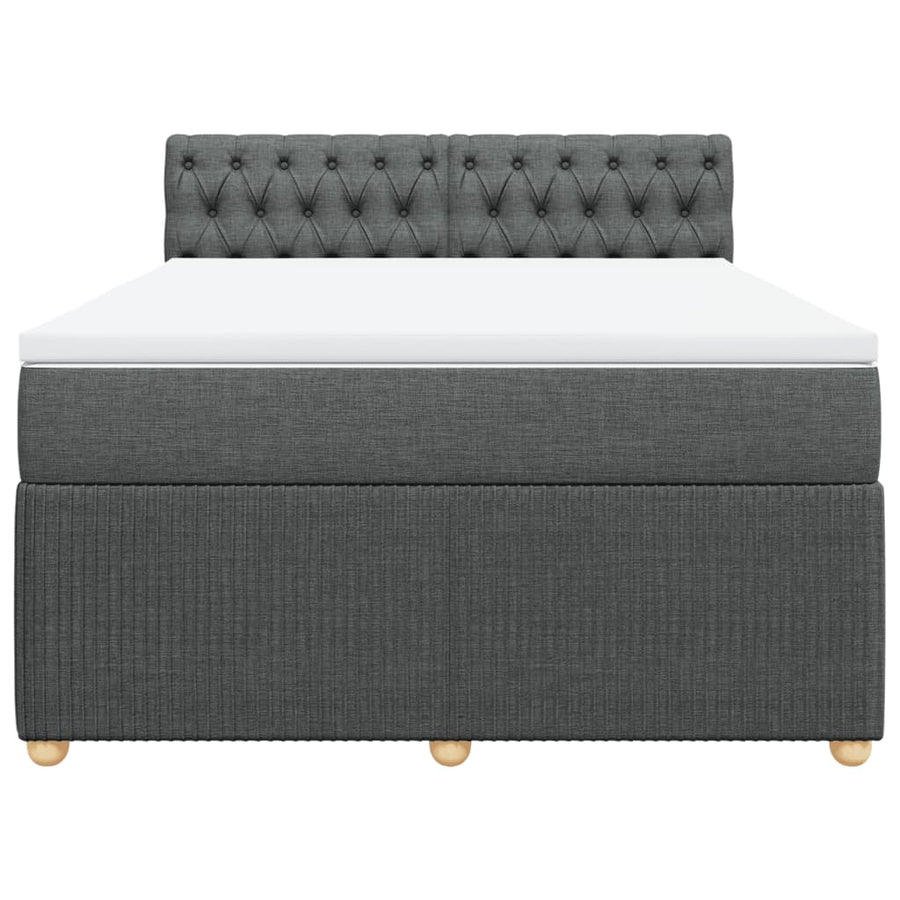 Boxspring met matras stof donkergrijs 140x200 cm