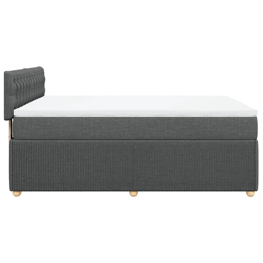 Boxspring met matras stof donkergrijs 140x200 cm