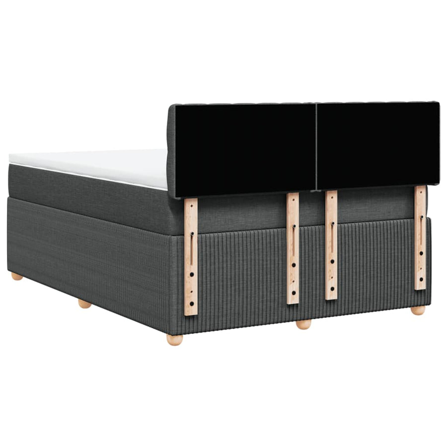 Boxspring met matras stof donkergrijs 140x200 cm