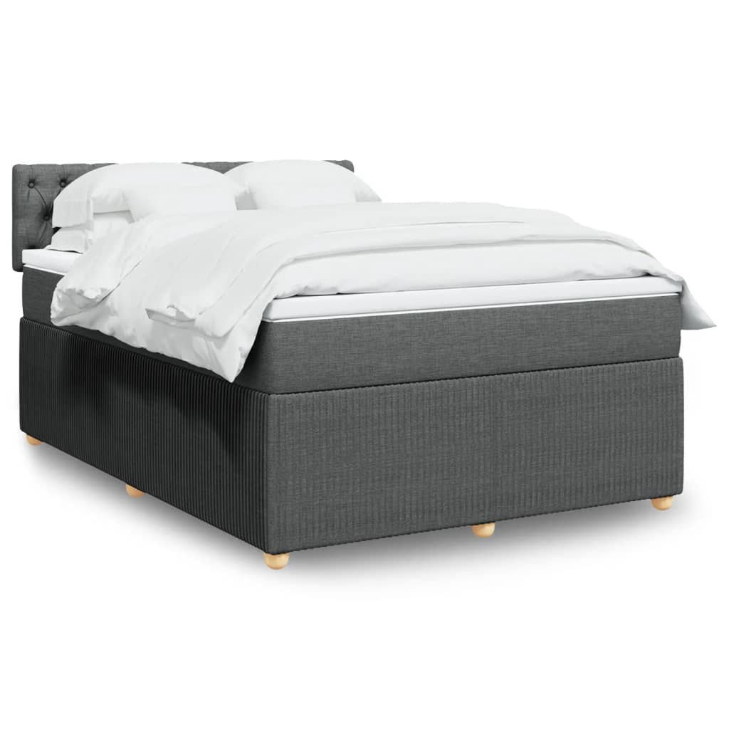 Boxspring met matras stof donkergrijs 140x200 cm