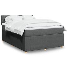 Boxspring met matras stof donkergrijs 140x200 cm