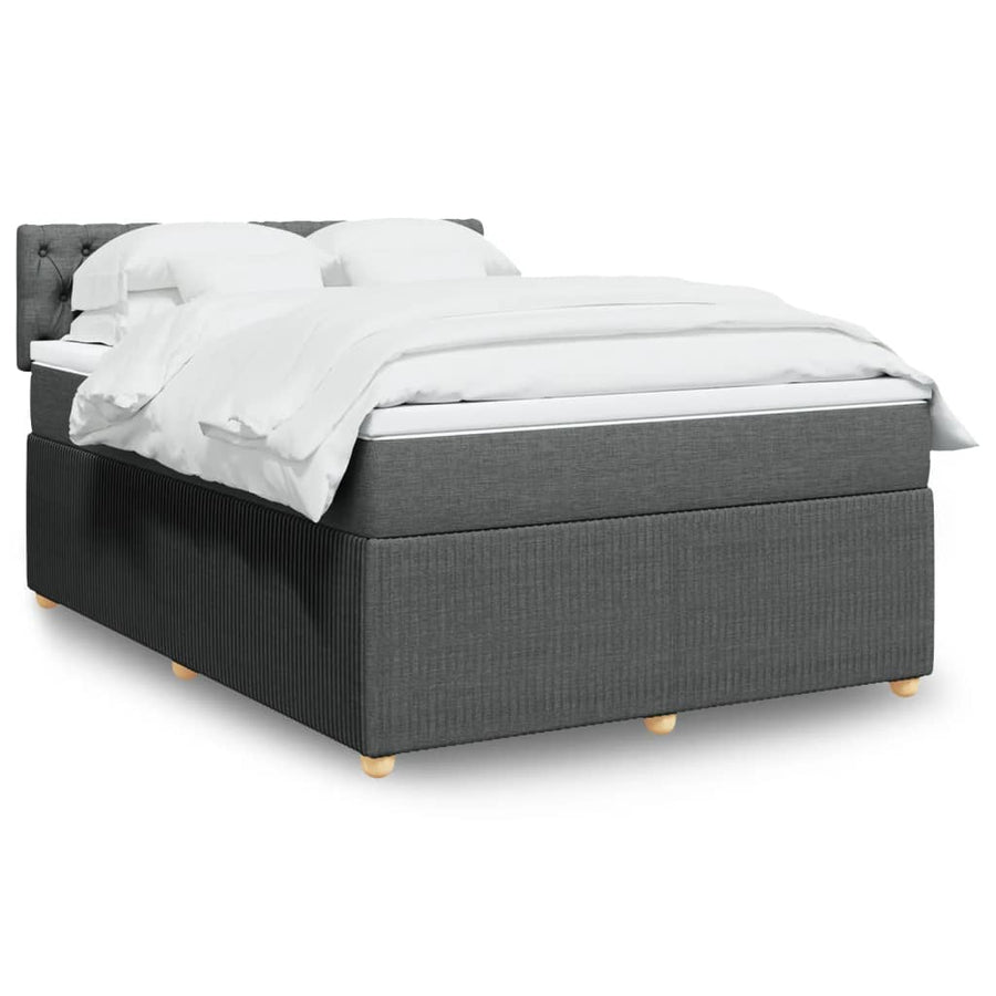 Boxspring met matras stof donkergrijs 140x200 cm