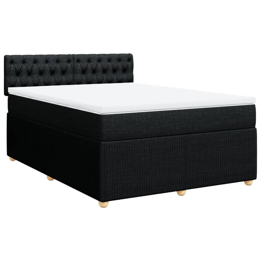 Boxspring met matras stof zwart 140x200 cm