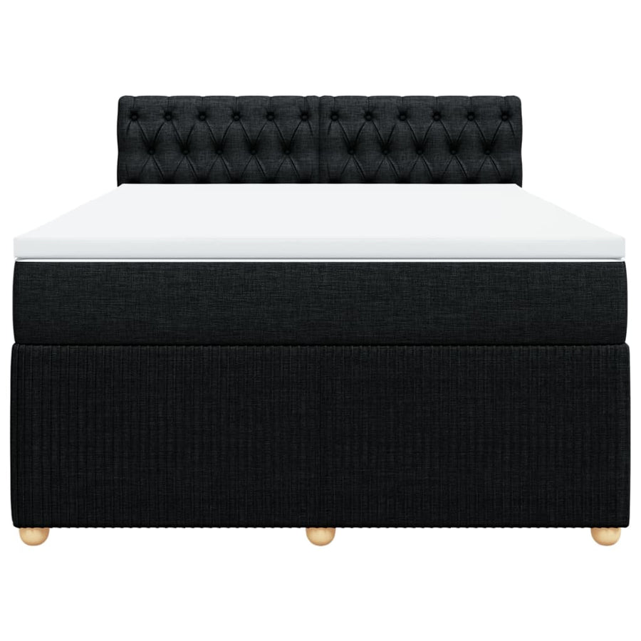 Boxspring met matras stof zwart 140x200 cm