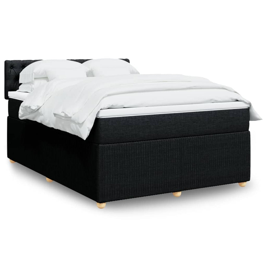 Boxspring met matras stof zwart 140x200 cm