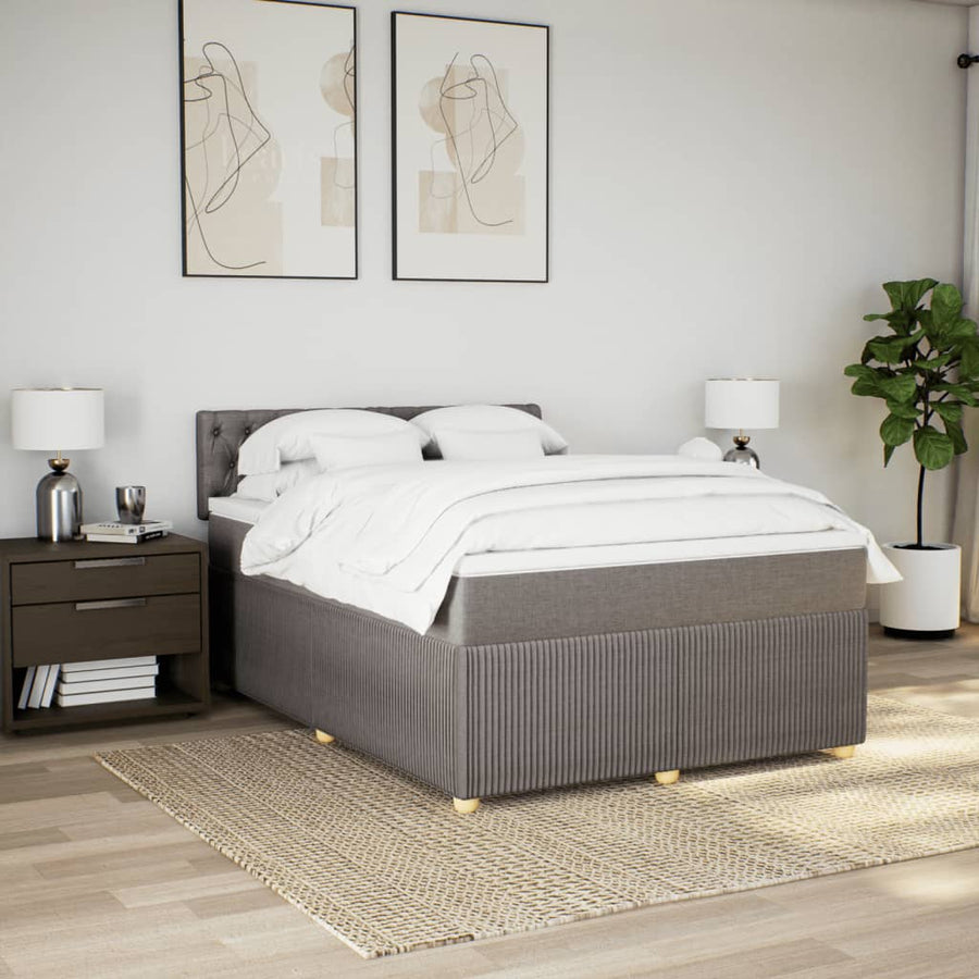 Boxspring met matras stof taupe 140x200 cm