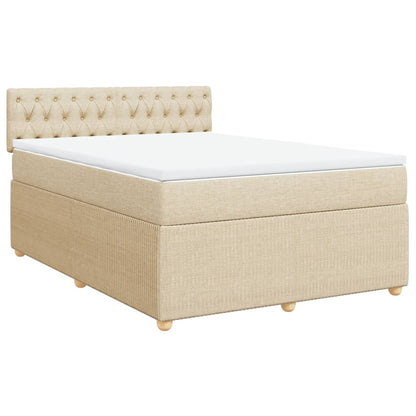 Boxspring met matras stof crèmekleurig 140x200 cm