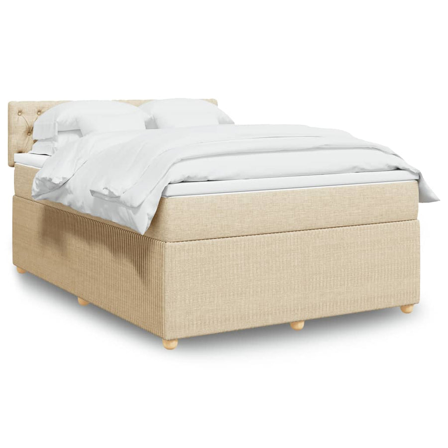 Boxspring met matras stof crèmekleurig 140x200 cm