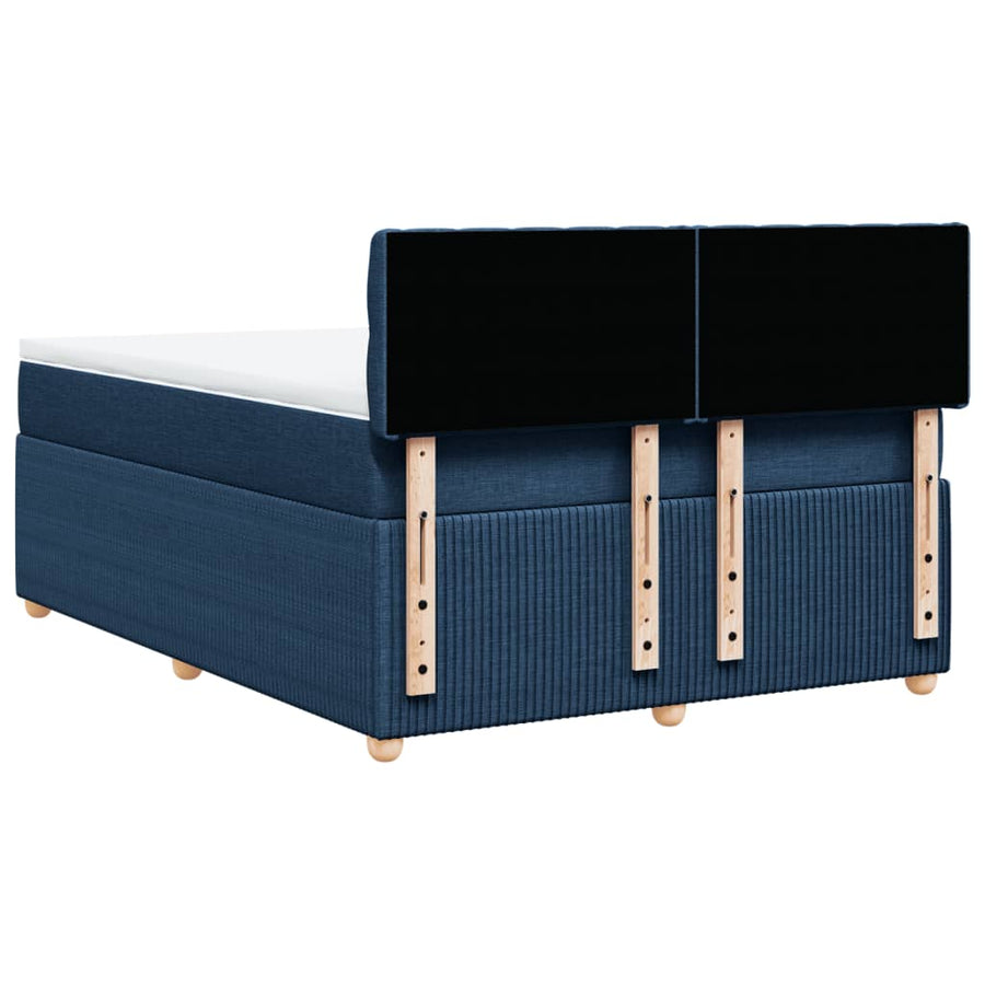 Boxspring met matras stof blauw 140x200 cm