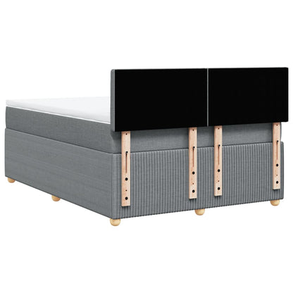 Boxspring met matras stof lichtgrijs 140x200 cm